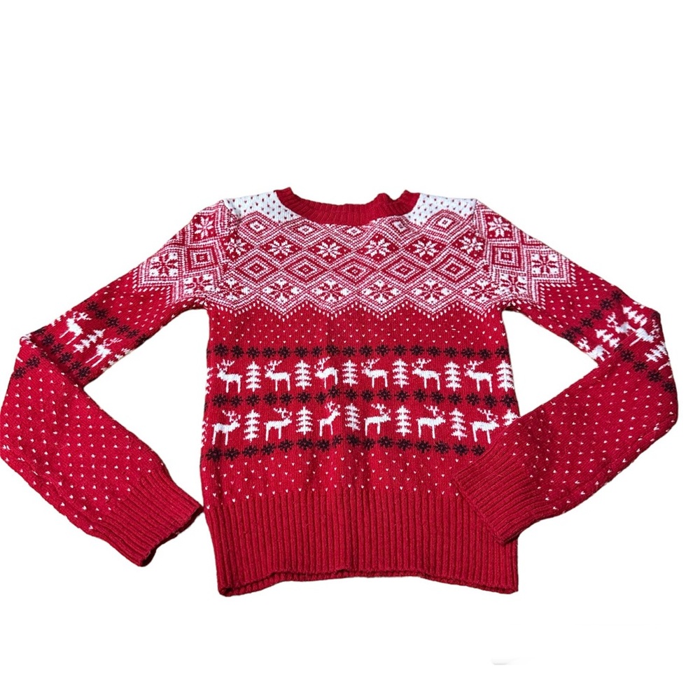 Prince & Fox Chunky Christmas Sweater White Red